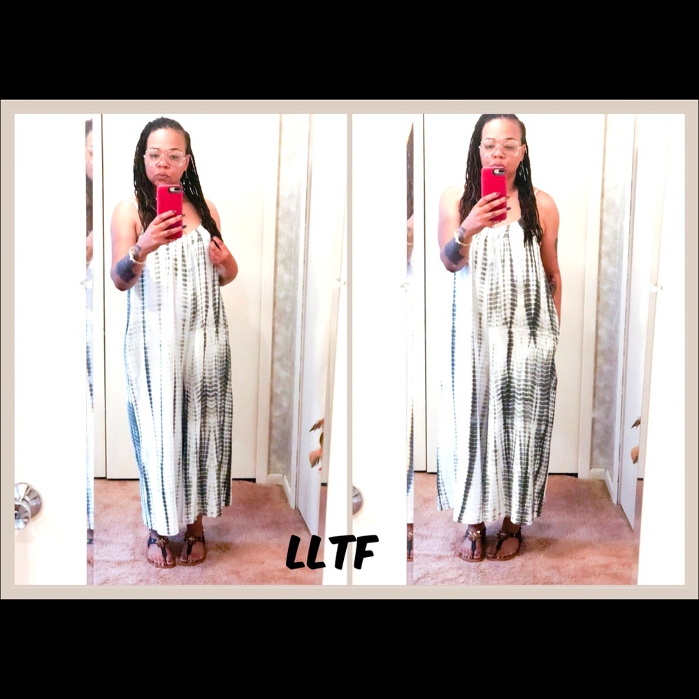 Tie Dye 3/4 Length Jumpsuit- OLIVE ONLY - Picture 2 of 5